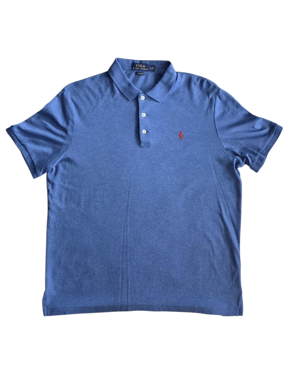 Polo Ralph Lauren Large Blue with Red Jockey Classic Fit Polo Shirt Quiet Luxury